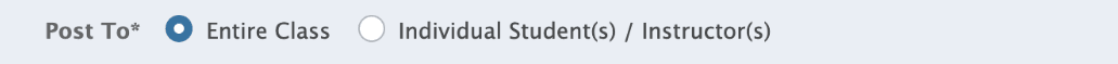 Post type tabs for Question, Note, and Poll or In-Class Response.