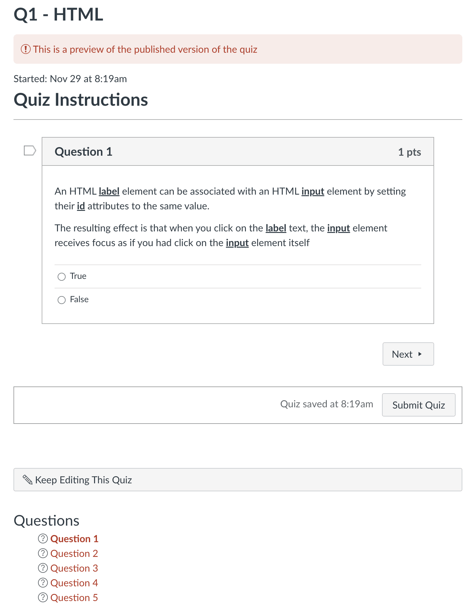 Canvas-style fill-in-the-blank question editor with possible correct answers for the blank.